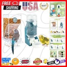No Mess Bird Water Dispenser Set Automatic Bird Transparent Food Container Ca...