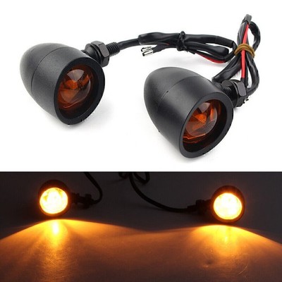 Paar schwarze Retro-Motorrad-Blinker Bullet-Kontrollleuchte Universal