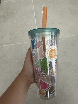 Disney Stitch & Scrump Fruit Bubble Boba Tea Double Wall Travel Cup Lid & Straw