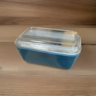 Pyrex Glass 502-B Refrigerator Dish Mini Loaf Turquoise A-26 Glass Lid 502-C