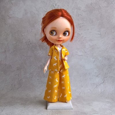 summer outfit for Blythe doll, wide pants and jacket