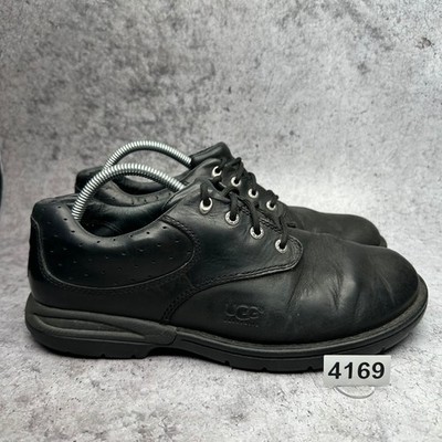 UGG Marshal Oxford Mens 10 Black Leather Casual Lace Up Shoes 5903 Perforated