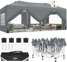 COBIZI 10'x20' Pop Up Canopy One Push Party Tent with 6 Sidewalls & 4 Sandbags