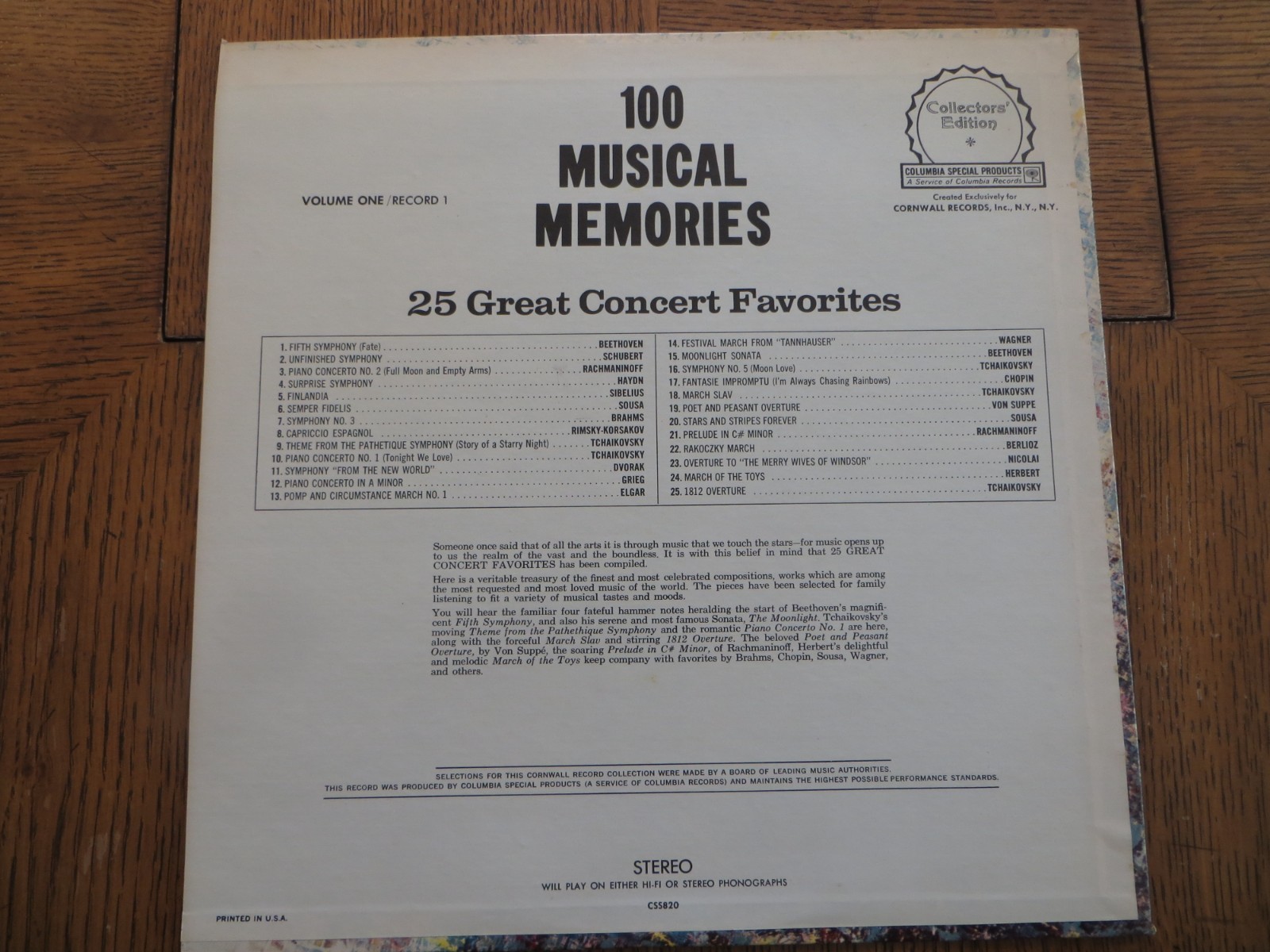Various – 100 Musical Memories: 25 Great Concert Favorites Vol 1 Record 1 - VG+ thumbnail 2