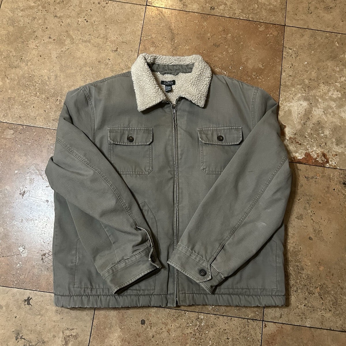 J Crew Mens Corduroy Fleece Lined Jacket Sherpa Lined Canvas