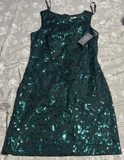 NWT VINCE CAMUTO Green Sequin Lined Stretch Sleeveless Sheath Dress Sz 6 