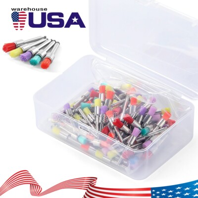 100Pcs AZDENT Dental Colorful Nylon Bowl Polishing Polisher Prophy Brushes Flat