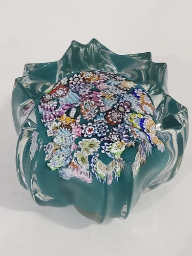 Peter McDougall Star Millefiori Close Pack on Turquoise Ground 47mm