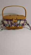 VINTAGE LONGABERGER 1998 BASKET PURSE COMBO COMPLETE PLAID LINER PROTECTOR