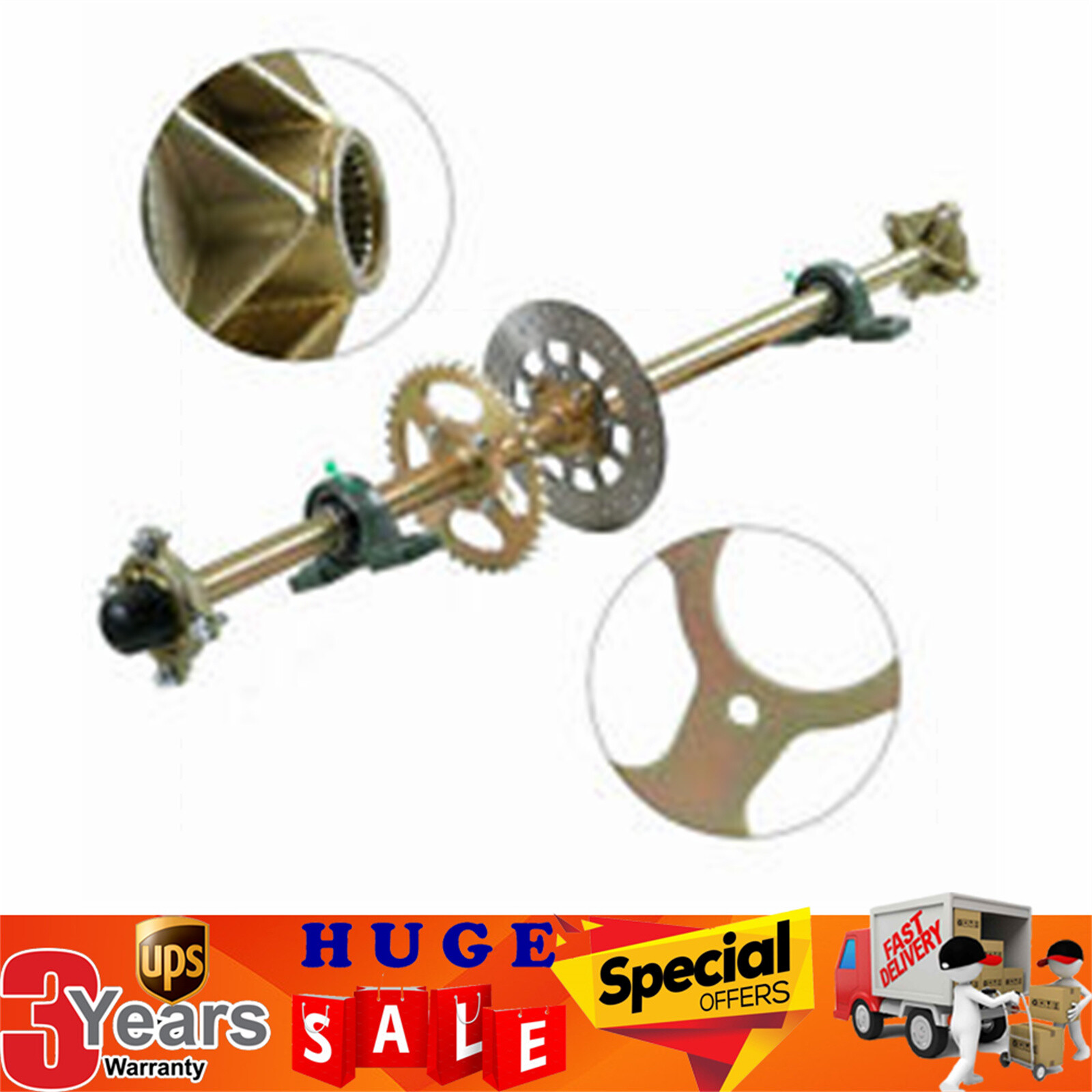 44In Rear Live Axle Wheel Hub Complete Kit For Go Kart Golf Cart ATV