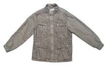 Tommy Bahama Men's L Linen Chore Jacket Hidden Waist Cinch Green Full Zip Snap