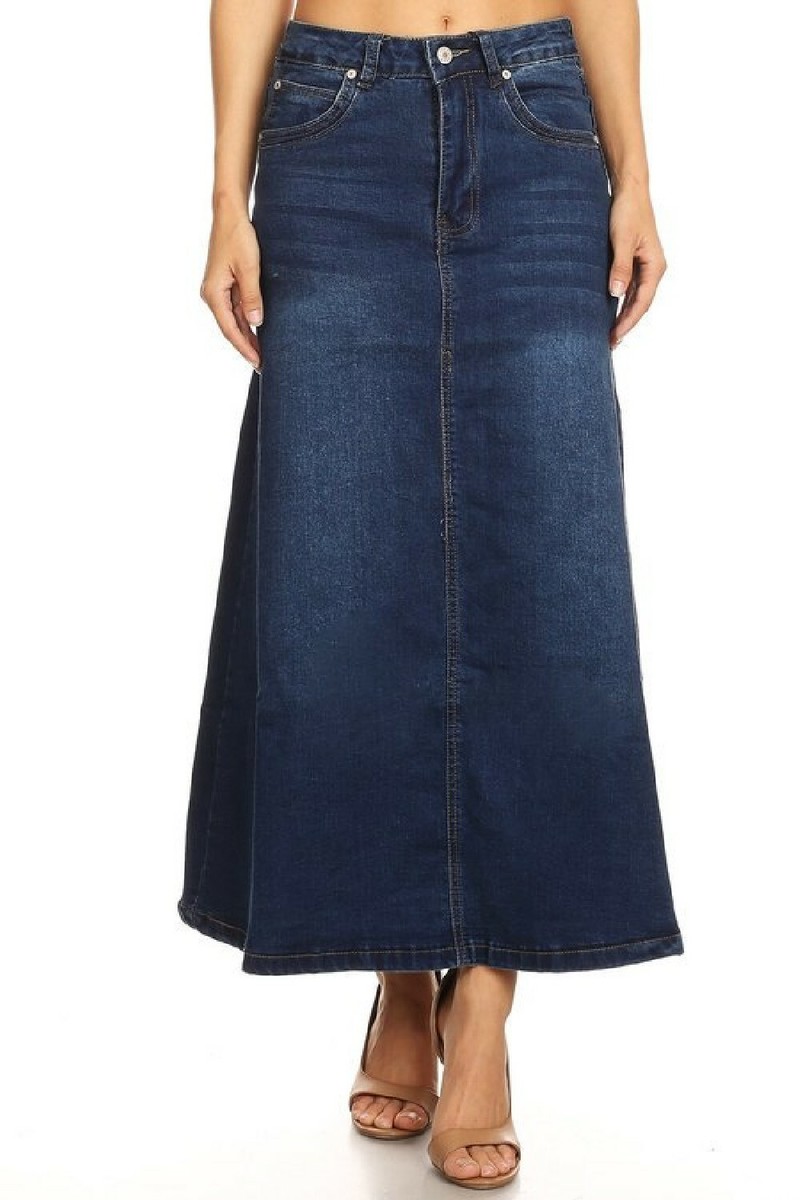 Women's Plus/Junior size Mid Rise A-Line Long Jeans Maxi Denim