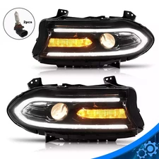For 2015-2021 2022 2023 Dodge Charger Projector Headlights Halogen W/LED DRL Set