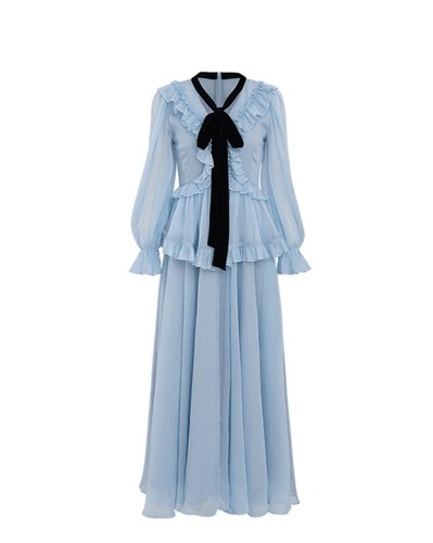 Brand NEW - Diamant Ruffle Long Dress - Blue - Picture 6 of 6