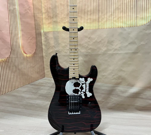 High quality ST blood drawing skeleton electric guitar maple fingerboard