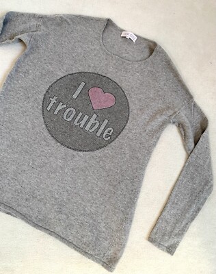 Cashmere cashmere wool sweater Joomi Joolz rhinestones 36 38 40 I love trouble top