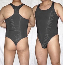 RE441 Hot Mens Bodysuit Thong Leotard Stretch Swimsuit Tricot Soft Smooth