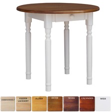NEU Runder Kiefer Tisch Esstisch Holz Küchentisch weiß Schublade Landhausstil
