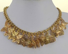 GOLD OR SILVER TONE CHUNKY  CROSS, ROSE,  HEART OR BUTTERFLY CHARM NECKLACE