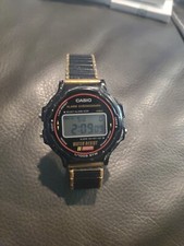 Vintage Casio W-79 593 JAPAN C Men's Watch NEW BATTERY Metal Strech Band.