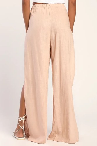 Pantaloni copricostume da bagno Lulus Seaside Mauve Sweetie taglia XL misto lino spiaggia nuovi con etichette - Foto 8 di 20