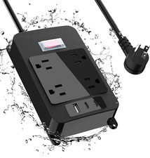 Outdoor Power Strip with USB C, Heavy Duty Waterpoof Surge Protector with 4 Outl