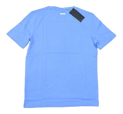 Tシャツ・カットソー BOSS Men T-shirt Blue 50536795 404 BOSS - Mercerized-cotton T-shirt with two-tone jacquard