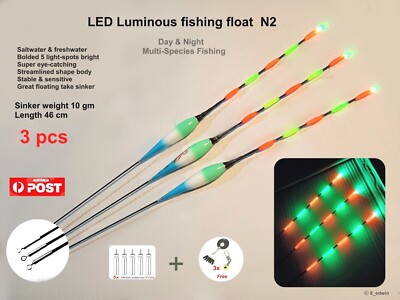 Saltwater Freshwater Multi-Species Fishing 3 pcs Vertical LED Fishing Floats N2