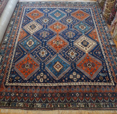 Yallamehh Rug 10'5''x13'5'' Blue Multicolor Hand Knotted All Wool Tribal Room Size