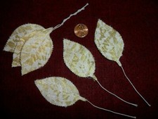 Vintage Yellow Satin Lace Leaves
