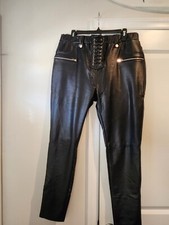 AKIRA LACE UP BLACK PU FAUX LEATHER SKINNY PANTS SZ:1XL