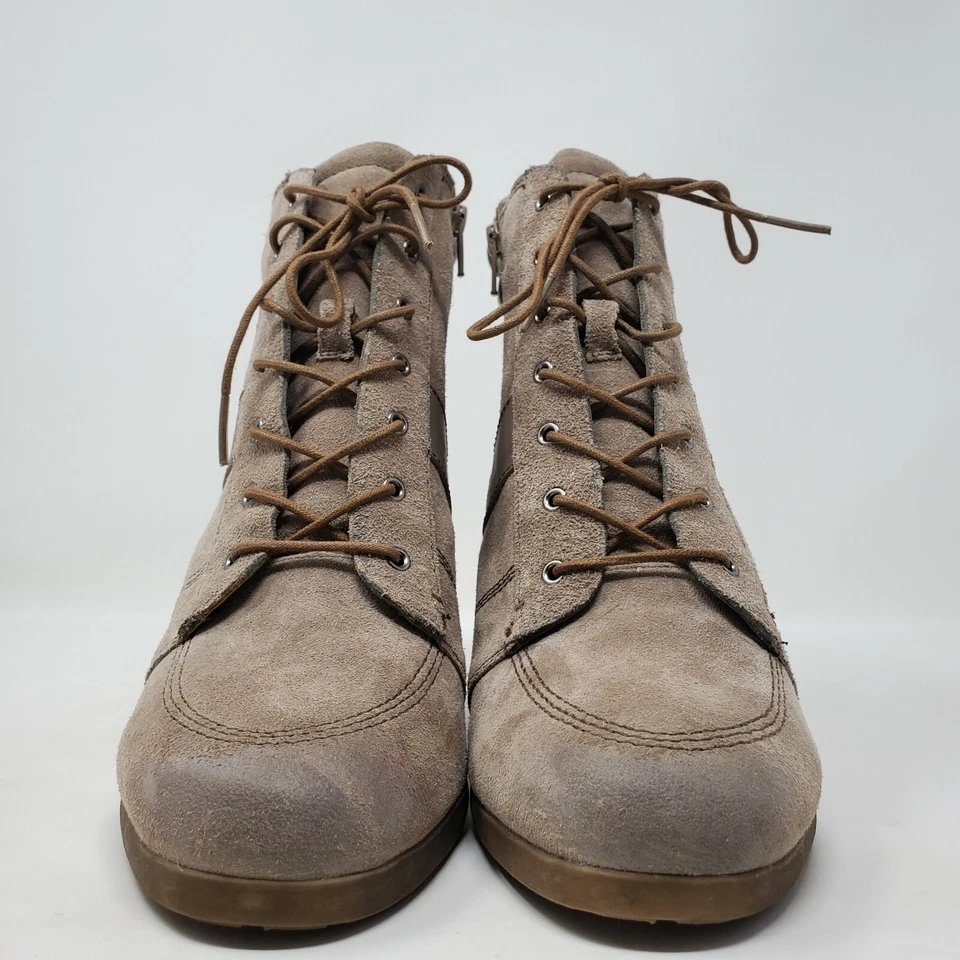 Naturalizer Paitlyn Lace Up Ankle Wedge Boots Taupe 10 W - Image 3 of 4