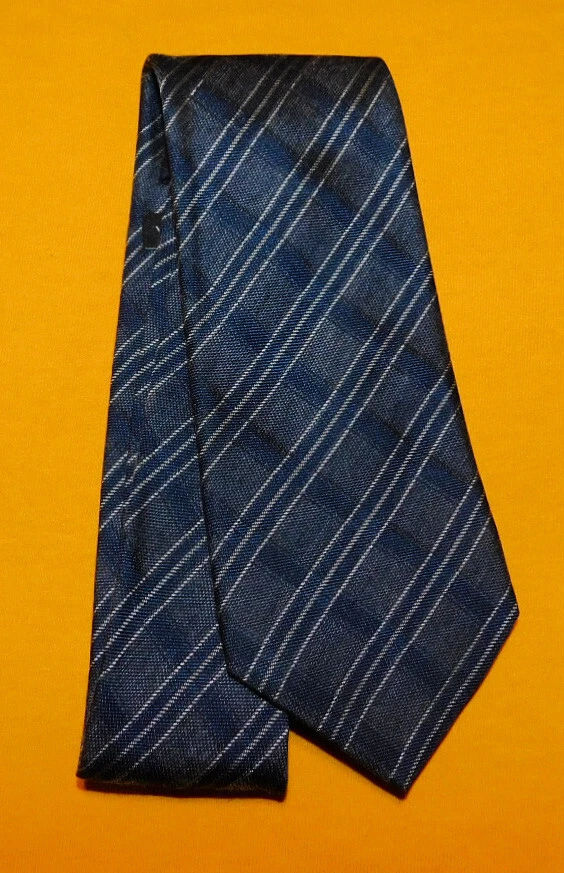 MEN'S JOHN VARVATOS MADE IN U.S.A. BLUE/GREY CROSS STRIPED SLIM TIE - TIES - Image 2 of 4