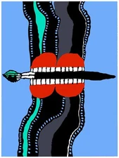 Wall Decor POSTER.Art With Teeth.Red Lips.Room Home.Interior Design.582