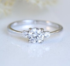 3-stone CZ Engagement Promise Ring Wedding Band Sterling Silver Size 3-12 S13941