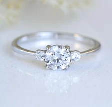 3-stone CZ Engagement Promise Ring Wedding Band Sterling Silver Size 3-12 S13941