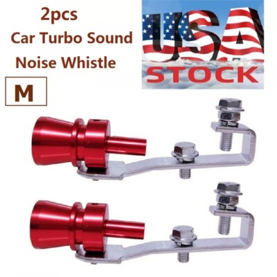 2x M Exhaust Pipe Tips Whistle Sound Noise Booster Muffler Simulator Alloy Red