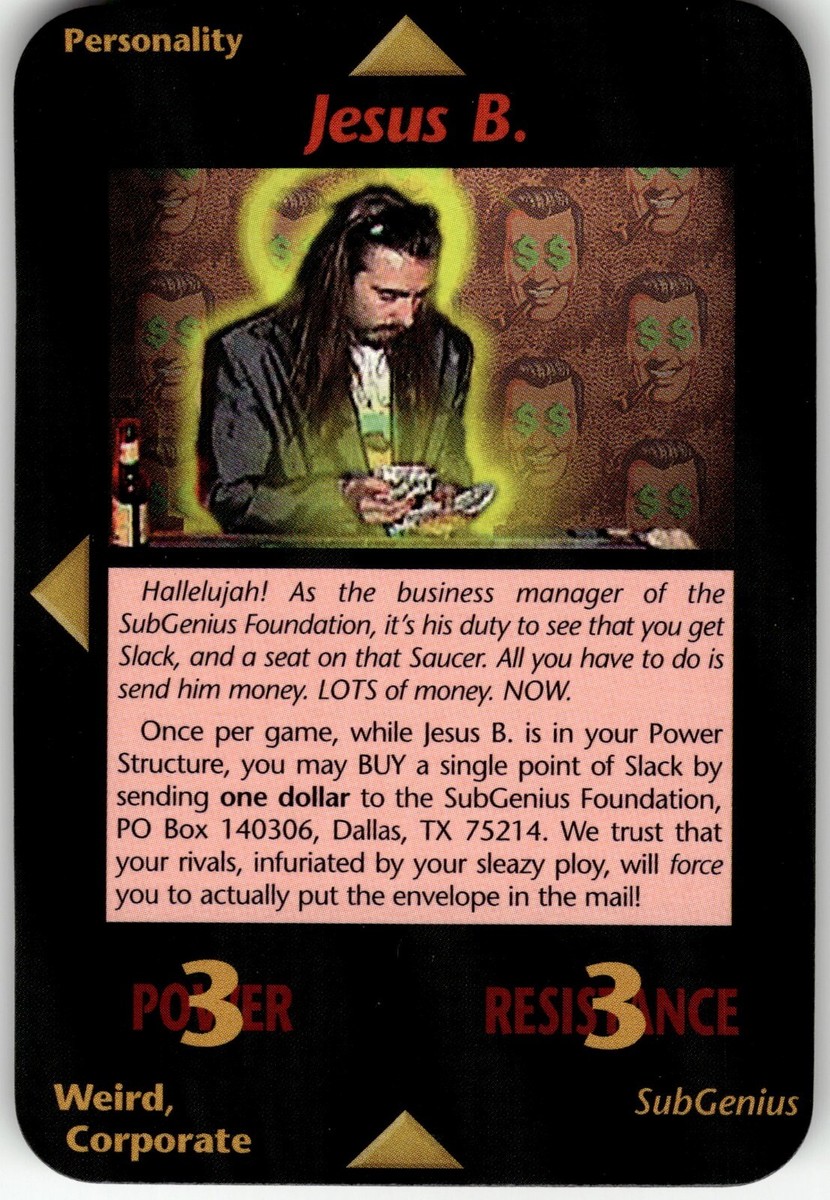 Jesus B. SubGenius Card INWO Illuminati New Word Order Game