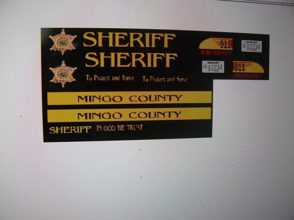 Mingo County West Virginia Sheriff  Vehicle  Decals  1:24