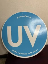 UV Vodka Double Sided 15-1/2” Cardboard Liquor Bar Sign - Red And Blue