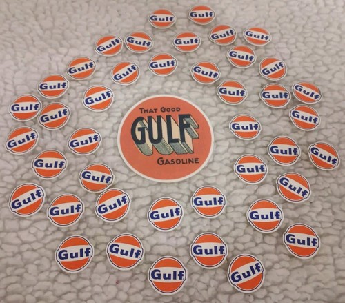 (Lot Of 43) ~(42) 1" GULF~**non Sticky** & (1) 3" GULF~Gasoline Decal