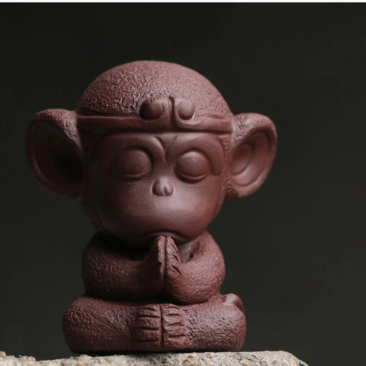 3.5" Creativo Decoración del Hogar Yixing Zisha Té Mascota Mono Estatua Pequeño Juego de Té Foto 3 de 4