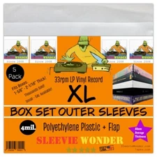 XL Box Set Sleeves (x2) 4mil Strong + Flap - Fits 1-5/8 - 2-1/16" Thick - 33rpm