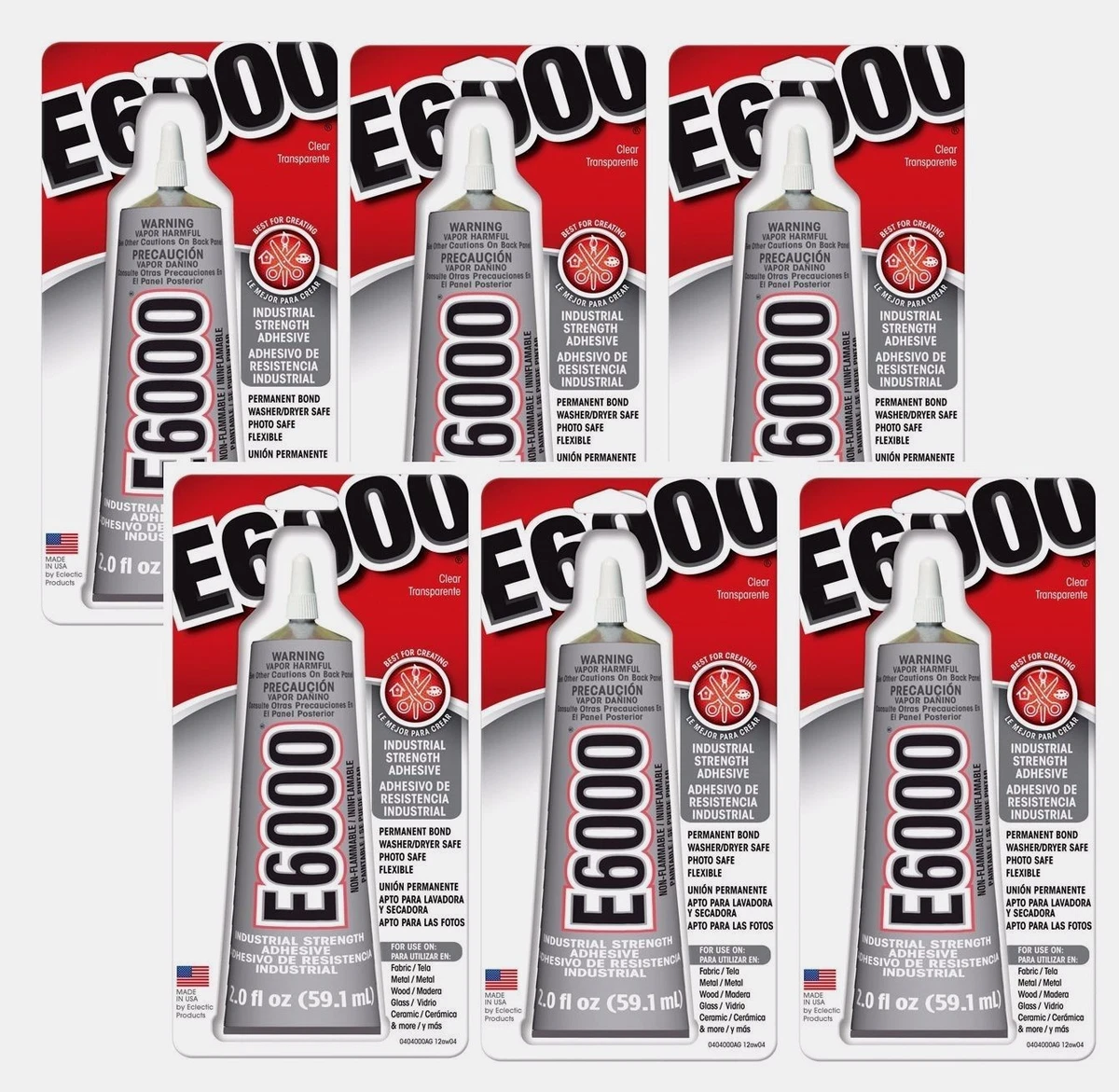 E-6000 Industrial Strength Glue 2 Oz Adhesive Permanent Bond Multi