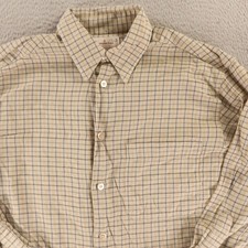 VTG Ermenegildo Zegna Shirt Mens M Tattersall Check Italy 100 Cotton Textured