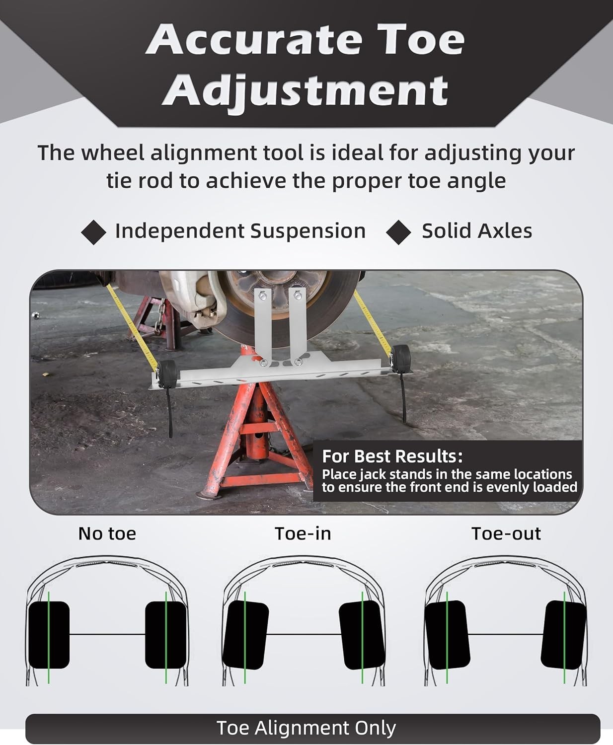 Upgraded Wheel Alignment Tool Kit, Toe Alignment Tool Plates with Extension Arms