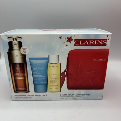 Clarins Double Serum & Light Texture Collection w/bag New In Box