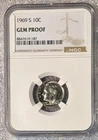 NGC Graded 1969-S Roosevelt Dime 10C Proof Silver KM#195a 0.5 Fine