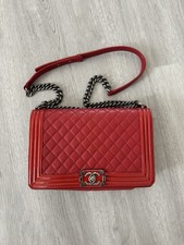 CHANEL Red Plexiglass Medium Boy Bag with Goat Leather - Excellent!