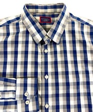 UNTUCKit Men's Pomerol Wrinkle Free SLIM FIT Cotton Blue Gray Check Shirt XL